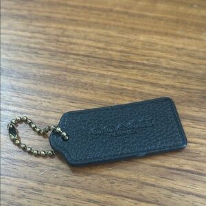 Coach Black Leather Bag Tag with Gold Bead Chain